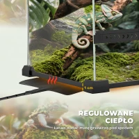PawHut Terrarium dla gadów szklane terrarium dla jaszczurek i płazów vivarium wodoodporny spód zamek 50x30x25 cm czarne(m-7)
