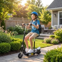 HOMCOM Trottinette électrique 120 W pliable pour enfant de 6+ ans hauteur guidon et selle réglable 10 Km/h max. noir(m-2)