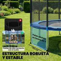 SPORTNOW Cama Elástica Exterior Ø305 cm Trampolín para Niños con Red de Seguridad Escalera y Acolchado de Muelles Azul(m-4)