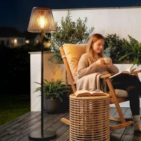 Outsunny Outdoor Solar Floor Lamp, Adjustable Height Rechargeable Floor Lamp IP44 Waterproof(m-10)