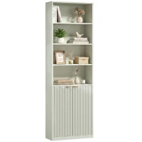 HOMCOM Bookcase Adjustable Shelf Bookshelf Anti-Tip Hardware 6-Tier, Light Green(m-15)