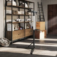 HOMCOM Soporte para Reparación de Bicicletas Ajustable con Bandeja Magnética y Altura Regulable 82x106x107-160 cm Negro(m-10)