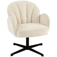 HOMCOM Fauteuil salon pivotant fauteuil d'appoint rembourré en velours dossier en forme de coquille coussin à ressorts beige