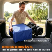 Outsunny Carrinho de Transporte Dobrável para Jardim com Guiador Telescópico Capacidade 100 kg 99x57x77-100 cm Azul Escuro(m-4)