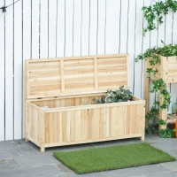 Outsunny Banco de Jardín con Baúl de Almacenaje y Respaldo Carga 250 kg para Patio Terraza Balcón 115x45x75 cm Natural(m-10)