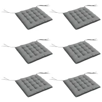 Outsunny Juego de 6 Cojines para Sillas de Comedor 40x40 cm 6 Piezas Cojines para Sillas de Jardín Acolchados con Cintas Gris(m-1)