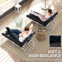 Outsunny Set of Two 190 x 56cm Sun Lounger Cushions - Black(m-5)