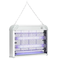 Outsunny Zapper per Insetti e Zanzare da 20W a Luci LED UV con Vassoio Rimovibile, in ABS e Metallo, 39x8x28 cm(m-1)