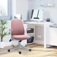 Vinsetto Scaun de Birou Ergonomic Reglabil pe Înălțime, din Material cu Efect de Catifea, 62.5x60x94-104 cm, Alb și Roz(m-10)