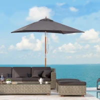 Outsunny Sombrilla de Jardín Rectangular 200x150x235 cm Inclinable con Anti-UV y Poste de Madera para Terraza Patio Gris Oscuro(m-10)