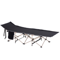 Outsunny Cama de Campismo Dobrável com 1 Bolso Lateral Bolsa de Transporte e Estrutura de Aço  190x68x52 cm Preto