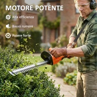 Outsunny Tagliasiepi a Batteria con Asta Telescopica e Presa di Sicurezza, 112.5x15x14.5 cm, Arancione(m-4)