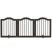 PawHut Hunde-Absperrgitter, 3 Paneele, klappbar, Massivholz und MDF, 154,5 x 29,5 x 61 cm, Kaffee(m-11)
