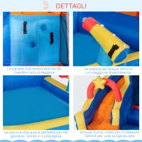 Outsunny Gioco Gonfiabile per Bambini 3-8 Anni a tema Spazio con Borsa, 11 Paletti e Toppe Inclusi, 340x270x227 cm(m-7)