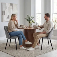 HOMCOM Set da 2 Sedie da Pranzo in Velluto Imbottite con Schienale a Conchiglia e Gambe in Metallo, Grigio(m-2)