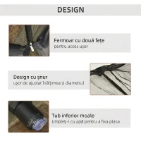 Outsunny, Plasă anti țânțari pentru umbrelă, Pentru Aer Liber, Material tip plasă, Oxford, 300cm x 300cm x 230cm, Negru(m-4)