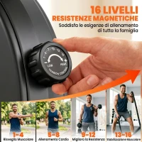 SPORTNOW Vogatore Magnetico Pieghevole con 16 Livelli di Resistenza, Nero(m-4)