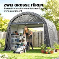 Outsunny Lagerzelt für den Garten, stabiler Stahlrahmen, große Türen, 3x3m, Grau(m-6)