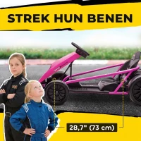 HOMCOM 24 V Elektrisch Go-Kart voor Kinderen tot 13 km/u Gokart met Driftfunctie, Drift-Kart met 2 Motoren voor 8–12 Jaar Roze(m-6)