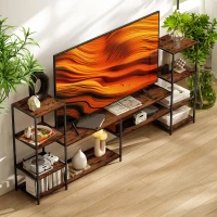 HOMCOM TV Unit for TVs up to 60 Inches, Industrial TV Stand with Storage Shelves, Entertainment Centre for Living Room, Bedroom(m-10)