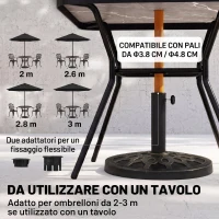 Outsunny Base per Ombrellone Rotondo per Pali da Ø38 e Ø48 mm, in Resina e Acciaio, Ø45 cm, Bronzo(m-4)