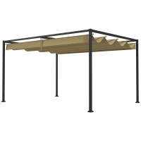 Outsunny Pergola coulissante Pergola rétractable 3 x 2 m structure métal époxy anticorrosion toile polyester 180 g/m² kaki(m-11)