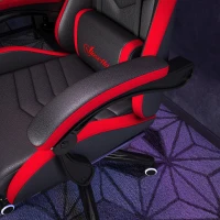 Vinsetto Silla Gaming de Cuero Sintético Reclinable 135° Reposacabezas y Reposapiés 65x65x121-129cm Negro y Rojo(m-9)