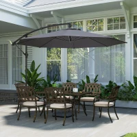 Outsunny 3 m Overhanging Cantilever Parasol, with Cross Base - Grey(m-8)