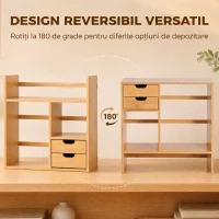 HOMCOM Organizator de Birou, Bambus, 48x19,5x 46 cm, Culoare Lemn(m-6)