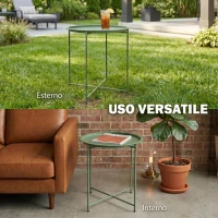 Outsunny Tavolino da Giardino con Vassoio Rimovibile e Gambe Pieghevoli in Acciaio, Ø46x50 cm, Verde(m-7)