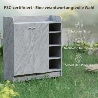 HOMCOM Schuhschrank, Platz für 12 Paar Schuhe, 2 Türen und 4 offene Fächer, für Flur oder Eingangsbereich, Grau(m-7)