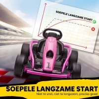 HOMCOM 24 V Elektrisch Go-Kart voor Kinderen tot 13 km/u Gokart met Driftfunctie, Drift-Kart met 2 Motoren voor 8–12 Jaar Roze(m-7)