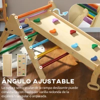 AIYAPLAY Triángulo de Escalada de Madera 5 en 1 con Rampa Escalador de Arco 178x64,5x63 cm Multicolor(m-6)