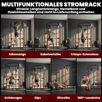 SPORTNOW Power Cage maszyna Smitha, Power Rack z regulowanym systemem wyciągów, wielofunkcyjny do 300 kg(m-4)