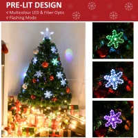 HOMCOM 3FT Green Fibre Optic Artificial Christmas Tree Xmas Colourful LED Scattered Tree with Snowflakes Ornaments Fireproofing(m-4)
