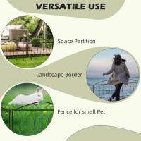 Outsunny Decorative Garden Fencing, 8PCs Outdoor Picket Fence Panels, Rustproof Metal Wire Landscape Flower Bed Border Edging Animal Barrier, Black(m-6)