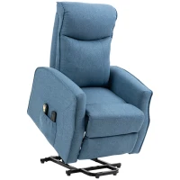 HOMCOM Fotoliu Relaxant Electric cu 8 Puncte de Masaj, Înclinare la 135° și 2 Telecomenzi, Albastru(m-11)