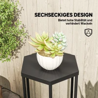 Outsunny 2er-Set Pflanzständer für Innen- und Außenbereich, Hexagonale Metall-Blumentopfhalter für Garten, Terrasse, Balkon(m-5)