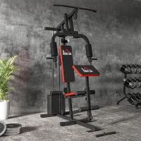 HOMCOM Multigym Station, with 66KG Weight Stack, for Strength Training, Black(m-10)
