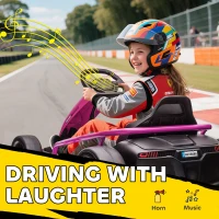 HOMCOM Go-Kart electric 24 V pentru copii, până la 13 km/h, cu funcție drift, drift-kart cu 2 motoare pentru 8–12 ani, roz(m-8)