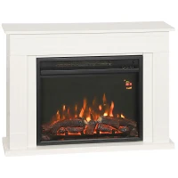 HOMCOM Camino Elettrico con Fiamma a 5 Luminosità, Telecomando e Timer, 98x23.5x69.5 cm, Bianco e Nero(m-1)
