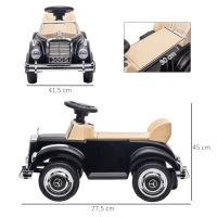 AIYAPLAY Carro Andador com Licença da Mercedes-Benz 300S com Armazenamento Volante Sistema Anti-Tombo  77,5x41,5x45 cm Preto(m-3)
