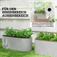Outsunny 2er Set Blumentopf Hängend Pflanzkübel mit Ablaufsystem Loch Haken 42 x 16 x 15 cm Hellgrau(m-8)