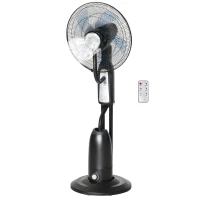 HOMCOM Ventilador Nebulizador Ventilador con Agua Oscilante 90W Control Remoto 3 Modos 3 Velocidades Temporizador Ø44,5x120 cm Negro(m-11)