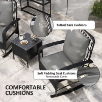 Outsunny Three-Piece Rocking Chair Rattan Bistro Set - Black(m-6)