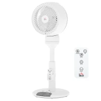 HOMCOM Standing Fan for Bedroom, 28" Pedestal Fan with Remote, 70° Oscillating, 90° Vertical Tilt, 3 Speeds, Adjustable Height, 7H Timer, Foot Button, White(m-11)