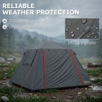 Outsunny Camping Tent 3000mm Waterproof Tent with 2 Doors, Dark Grey and Red(m-5)