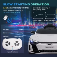 HOMCOM Audi Licensed 12V Kids Electric Ride-On, with Remote Control, Suspension System, Lights, Music, Motor - White(m-6)