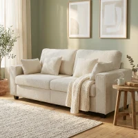 HOMCOM Beiges 3-Sitzer-Sofa mit Raindrop-Samtbezug, tiefem Sitz, Federkissen, breiten Armlehnen und 4 Kissen(m-10)