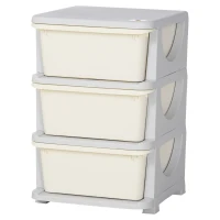 HOMCOM Organizador de Brinquedos para Crianças com 3 Gavetas Arrumação para Brinquedos Roupas Livros 37x37x56,5 cm Bege(m-11)
